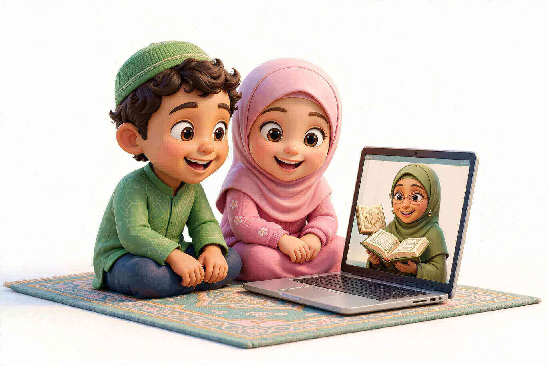 Is It Safe to Learn Quran Online from Home with qualified Quran teacher teaching two children